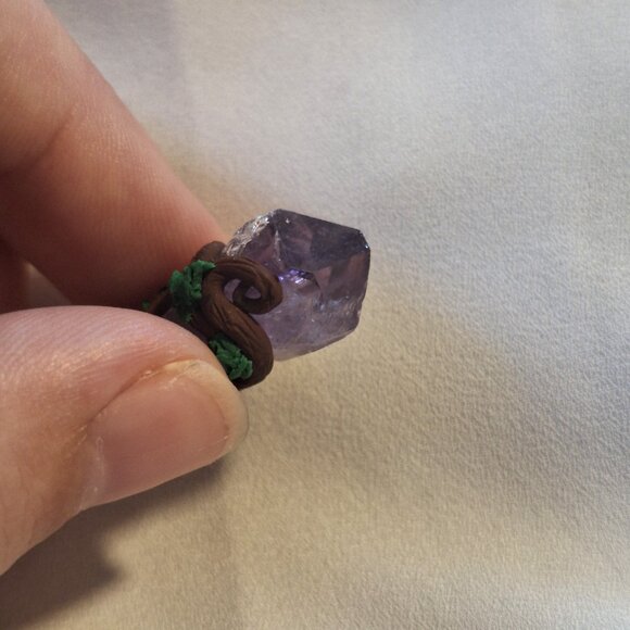 Artisan Handmade Amethyst Point Polymer Clay Branches Pendant - Picture 6 of 8